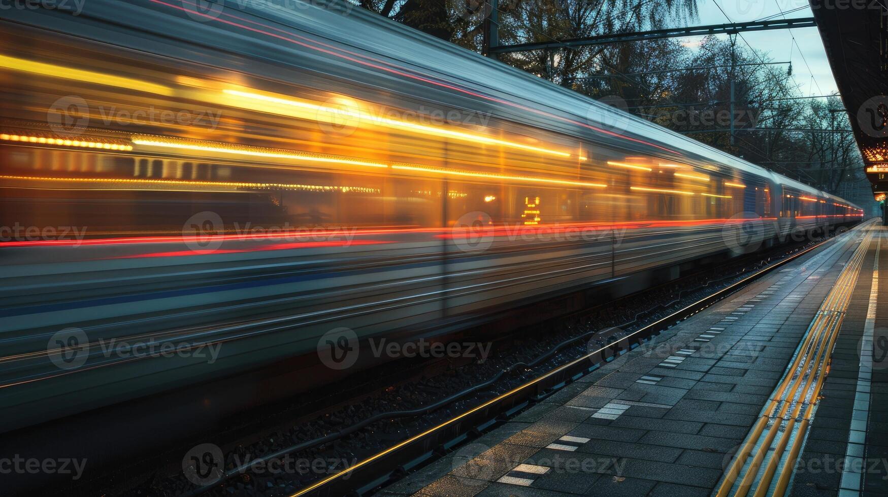 Speeding train captured with motion blur effect photo
