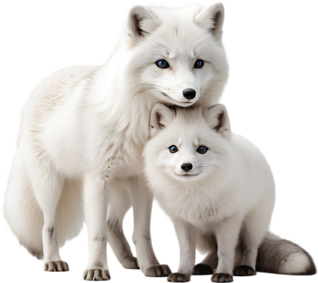 Adorable white fox with bushy tail. AI-generated png
