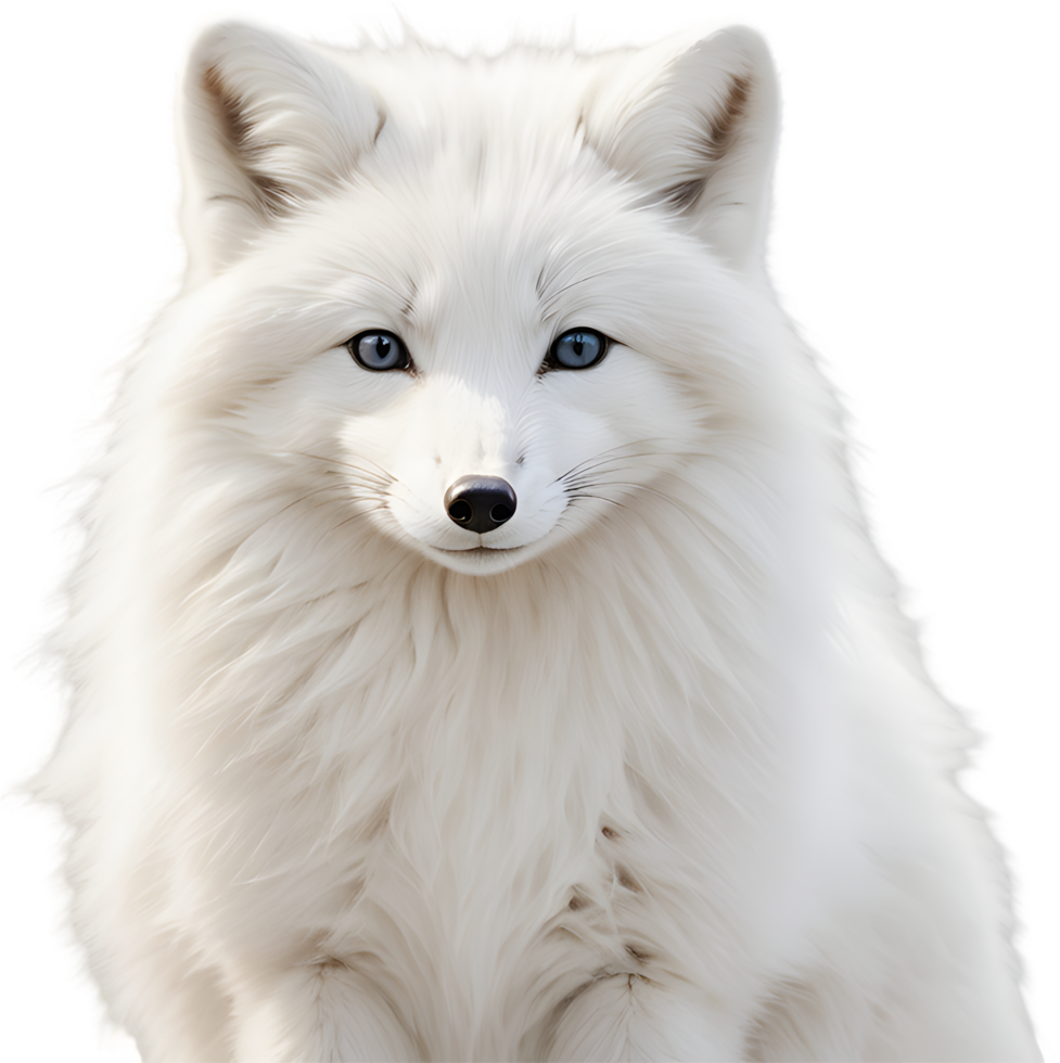 Adorable white fox with bushy tail. AI-generated png