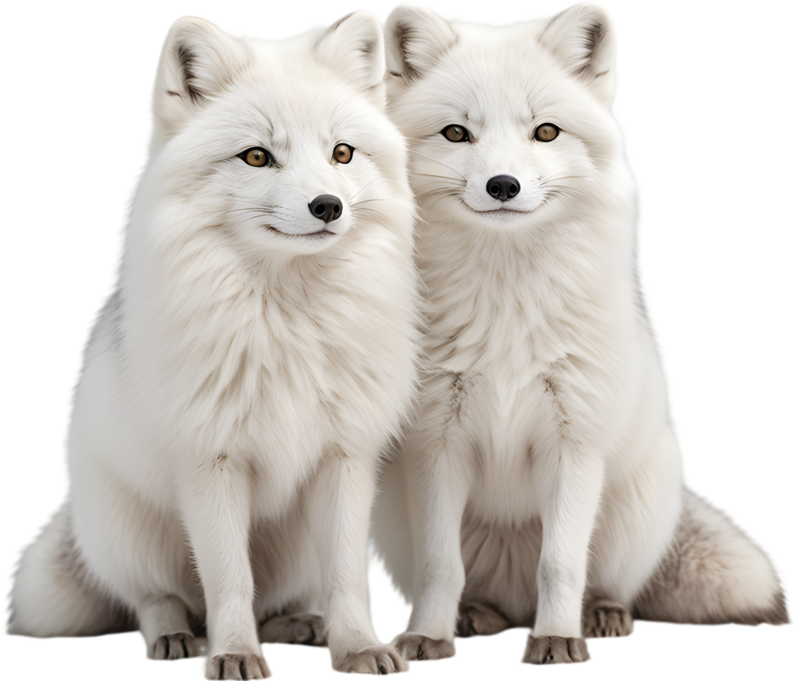 Adorable white fox with bushy tail. AI-generated png