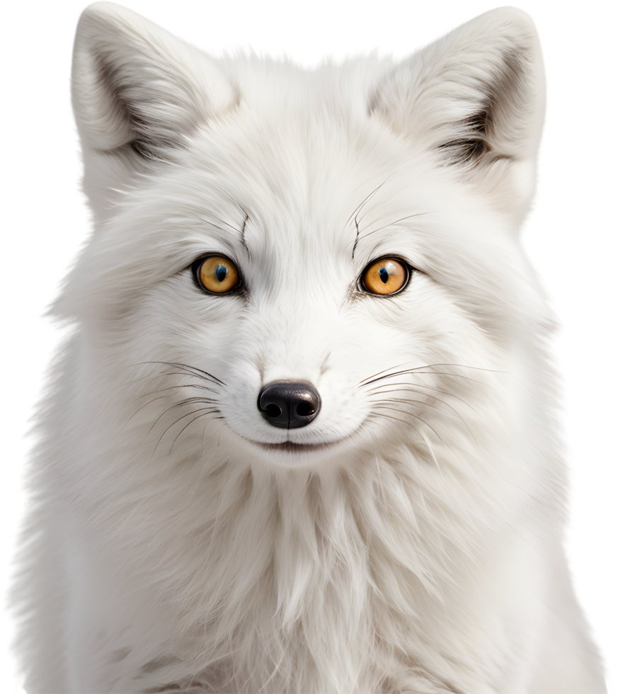 Adorable white fox with bushy tail. AI-generated png