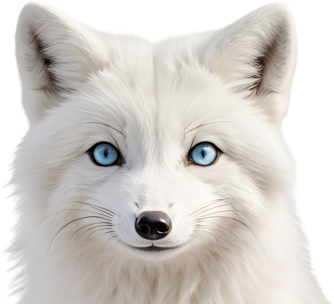 Adorable white fox with bushy tail. AI-generated png