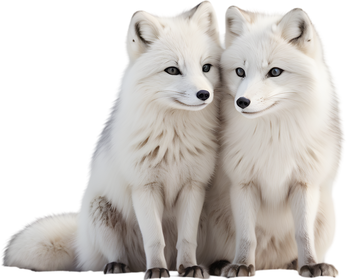 Adorable white fox with bushy tail. AI-generated png