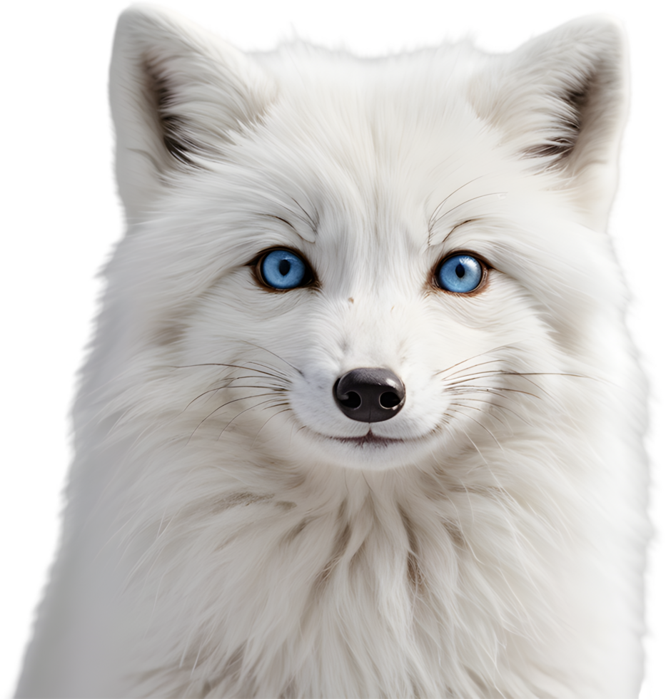Adorable white fox with bushy tail. AI-generated png