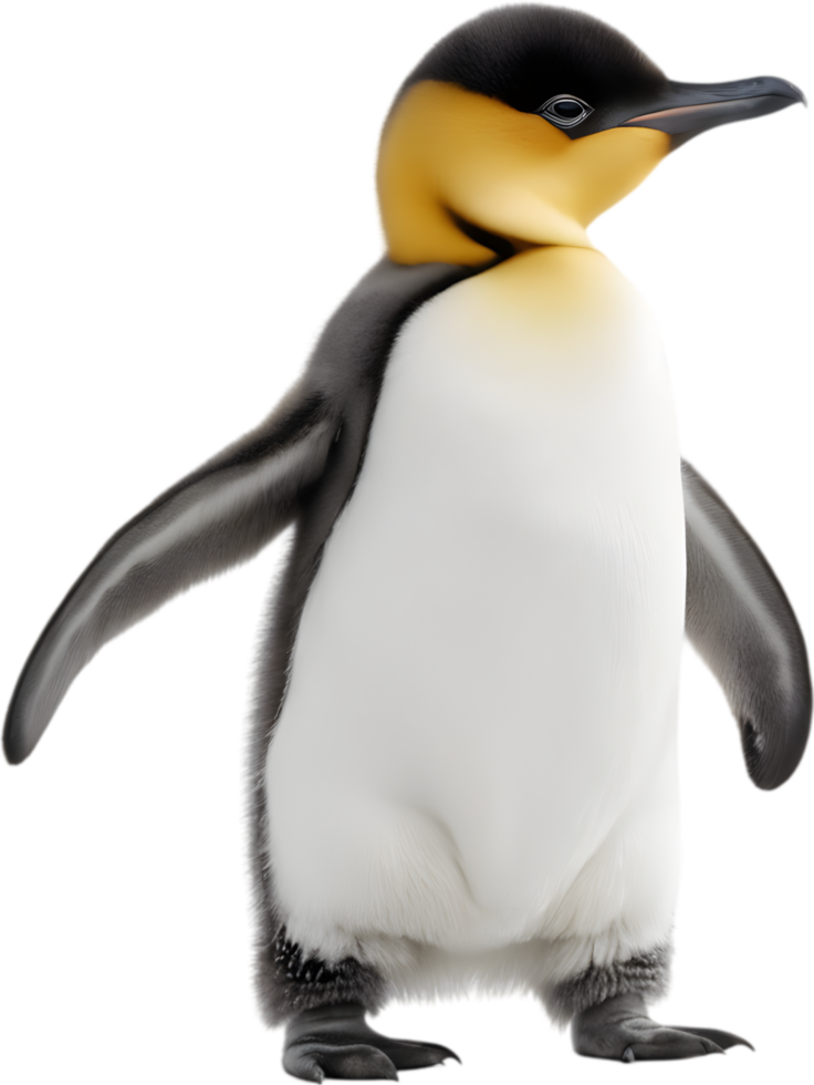 Adorable fluffy Baby King penguin clipart. AI-generated. png