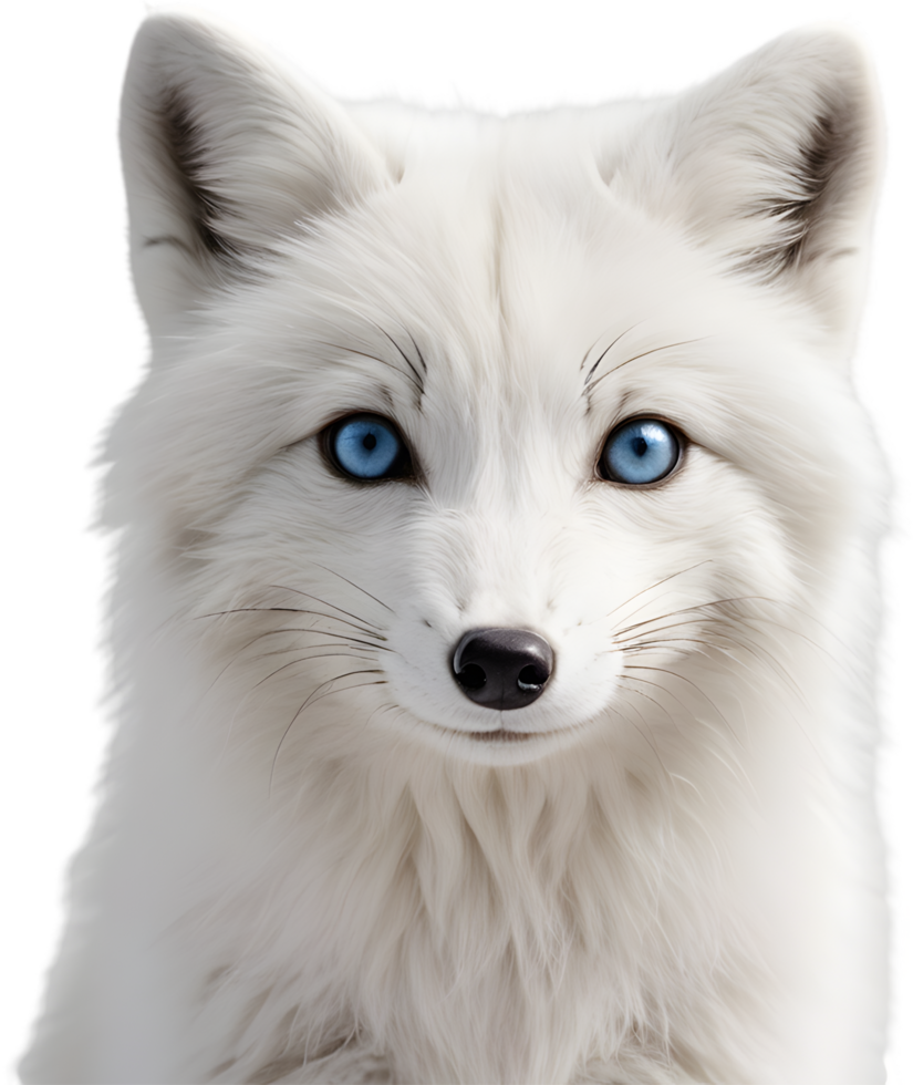 Adorable white fox with bushy tail. AI-generated png