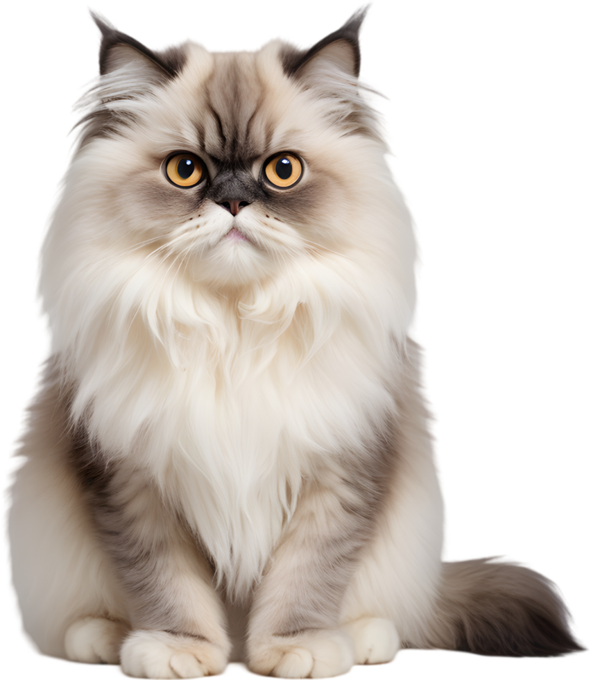 Gorgeous, fluffy Himalayan Persian cat breed beauty. AI-generated. png