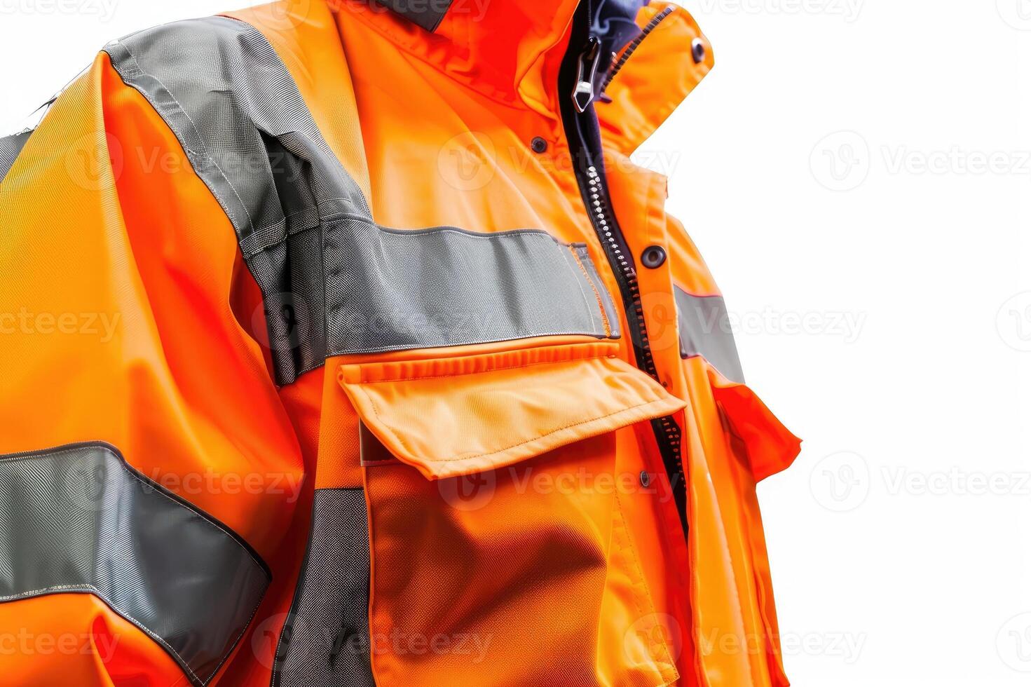 Reflective work jacket isolated on white background. photo