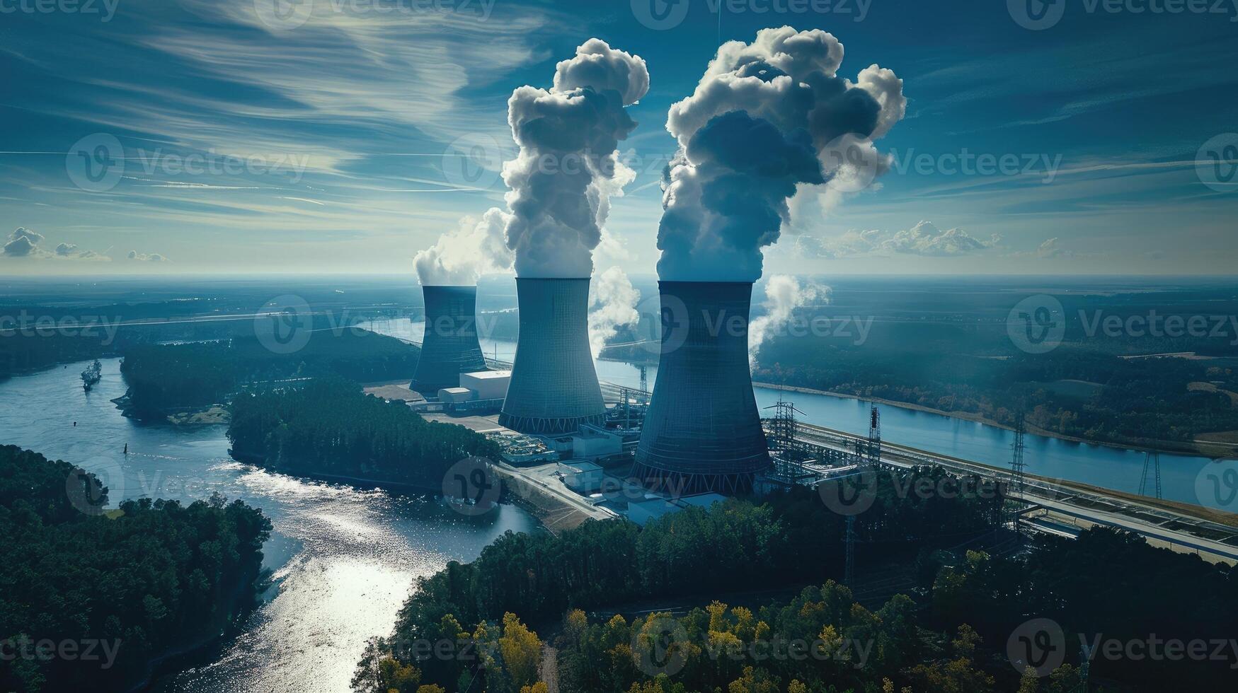 White smoke coming out of the nuclear plants. photo