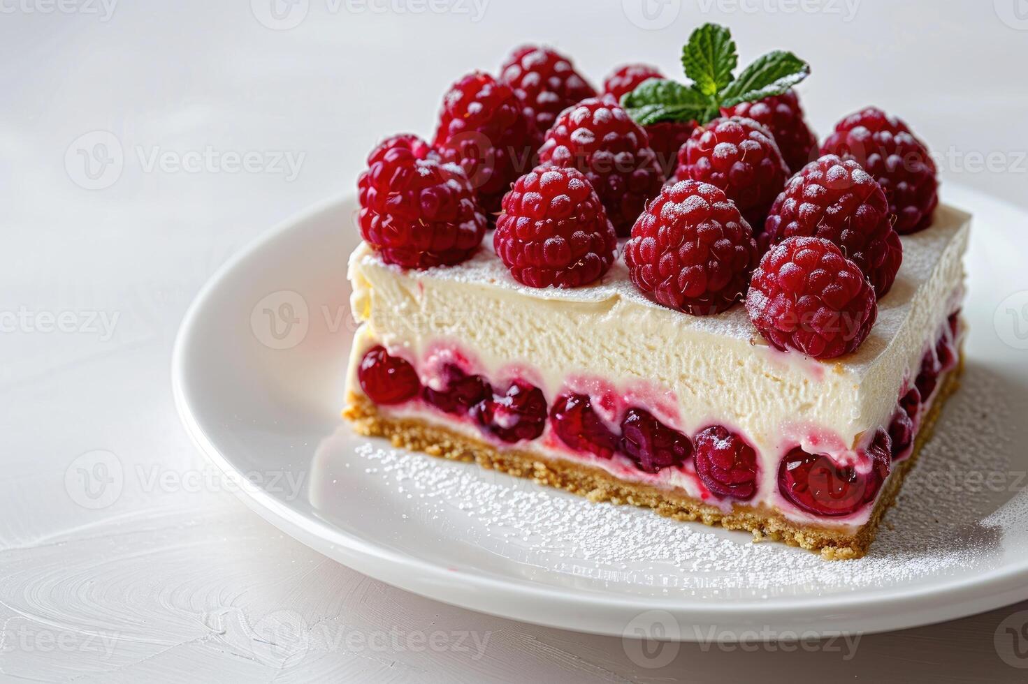 Raspberry cheesecake or raspberry cream mousse cake. photo