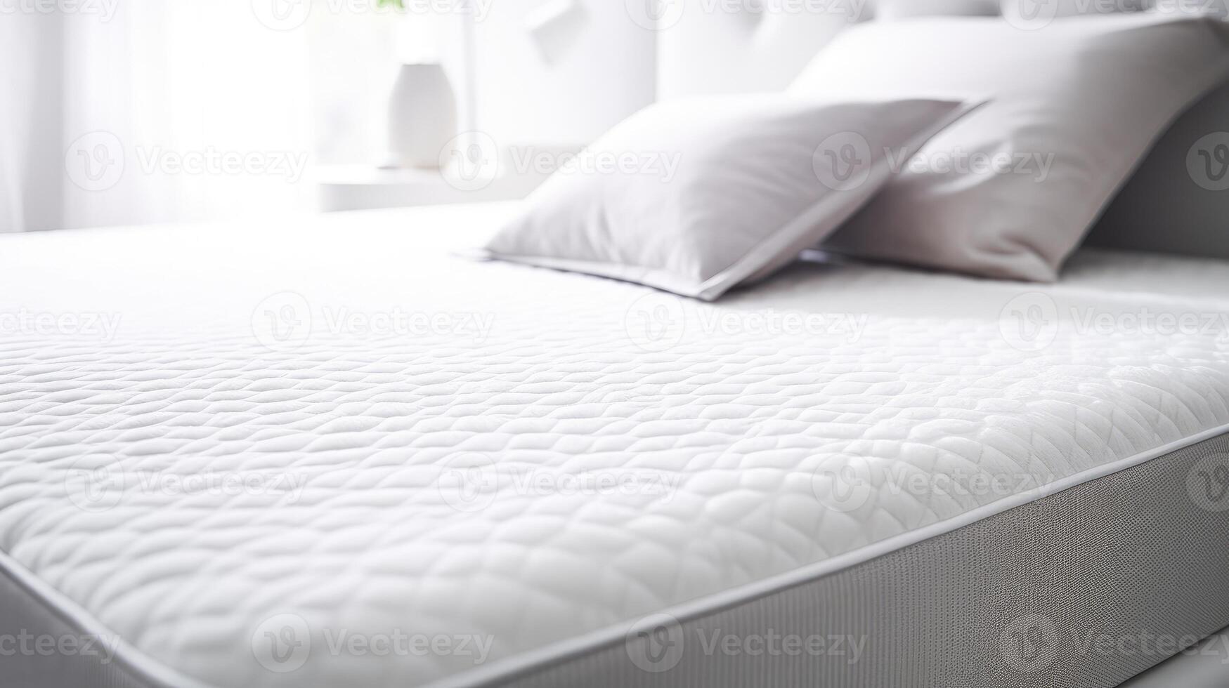 White memory foam mattress topper on bed photo