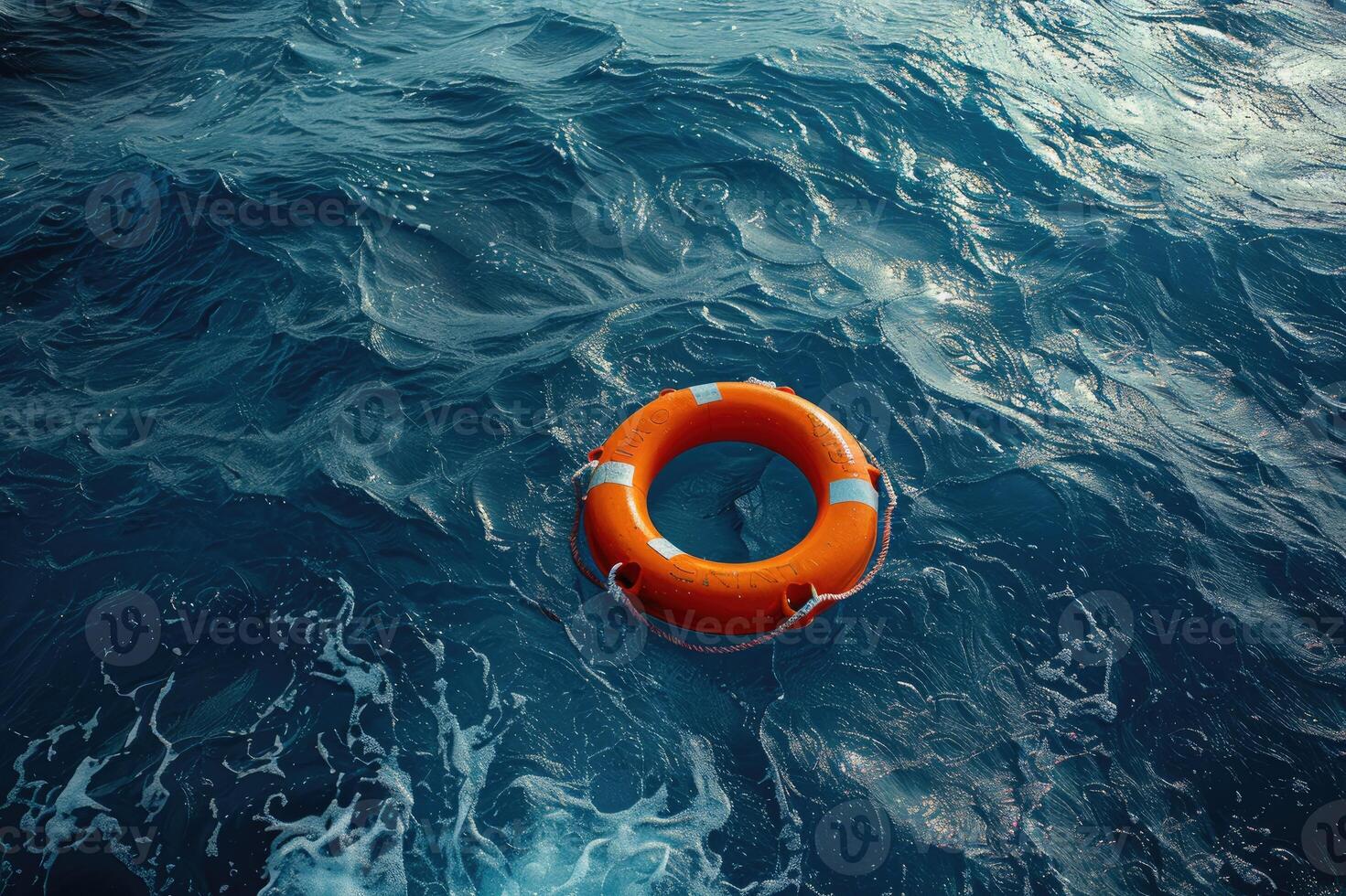 Lifebuoy floating at sea. photo