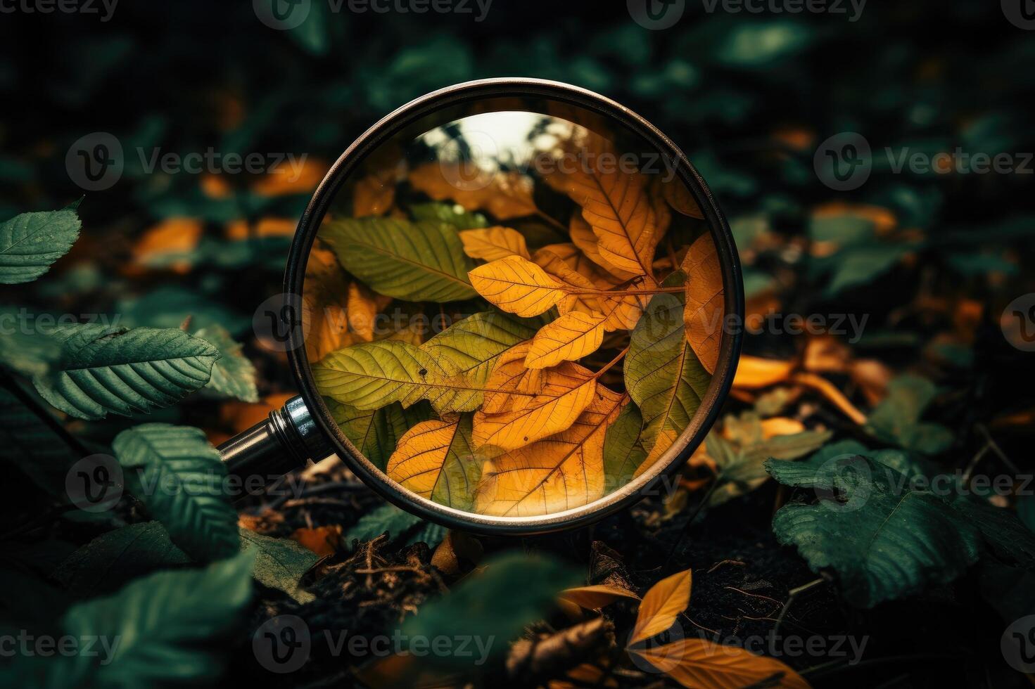 Leaf under magnification in fall photo