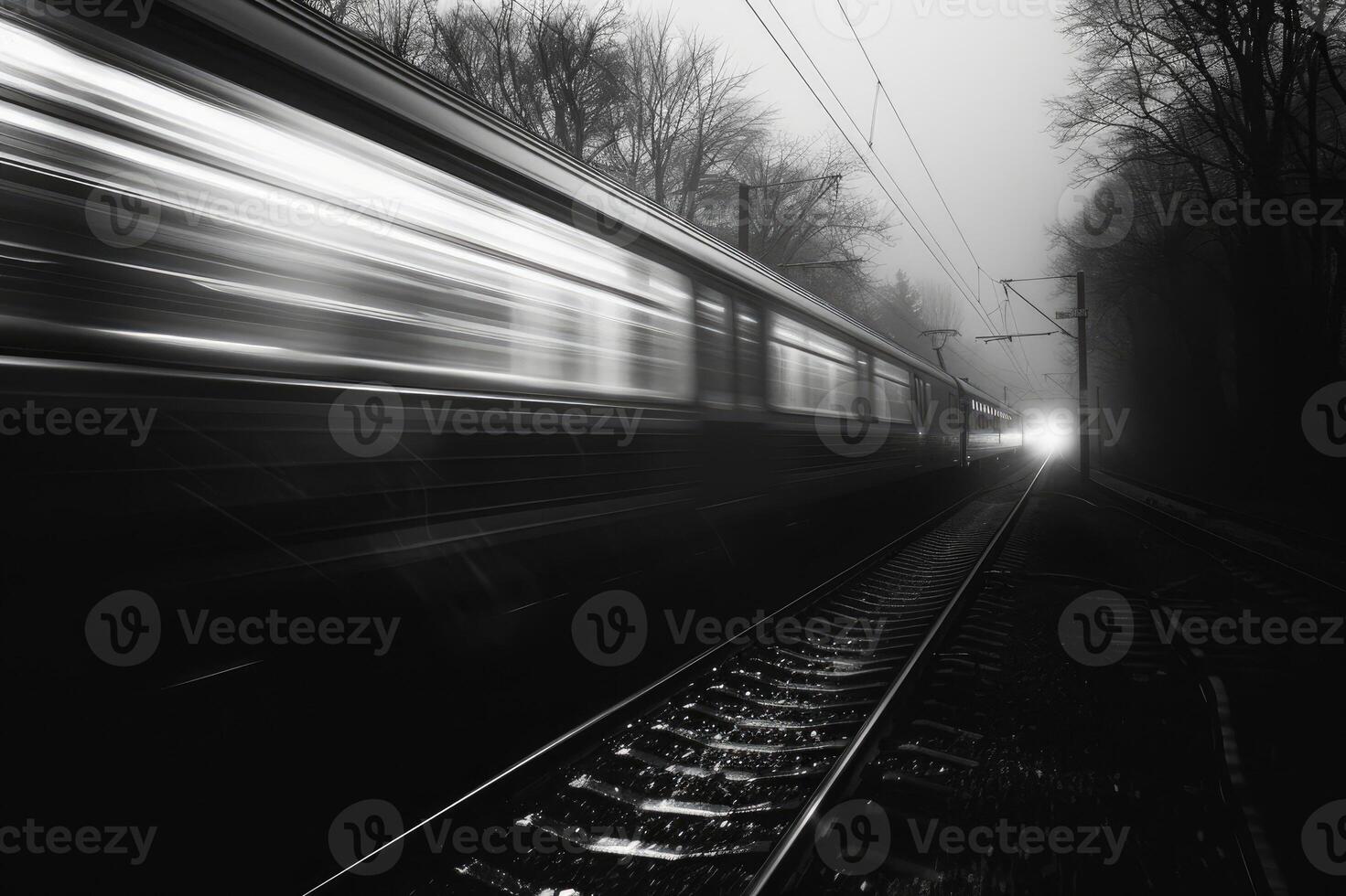 Speeding train captured with motion blur effect photo