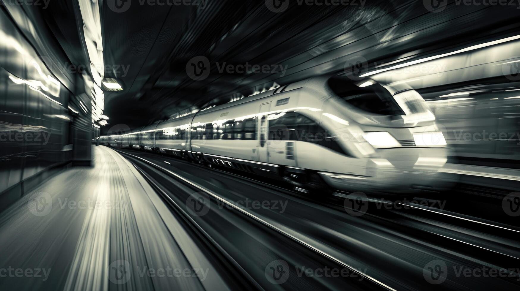 Speeding train captured with motion blur effect photo