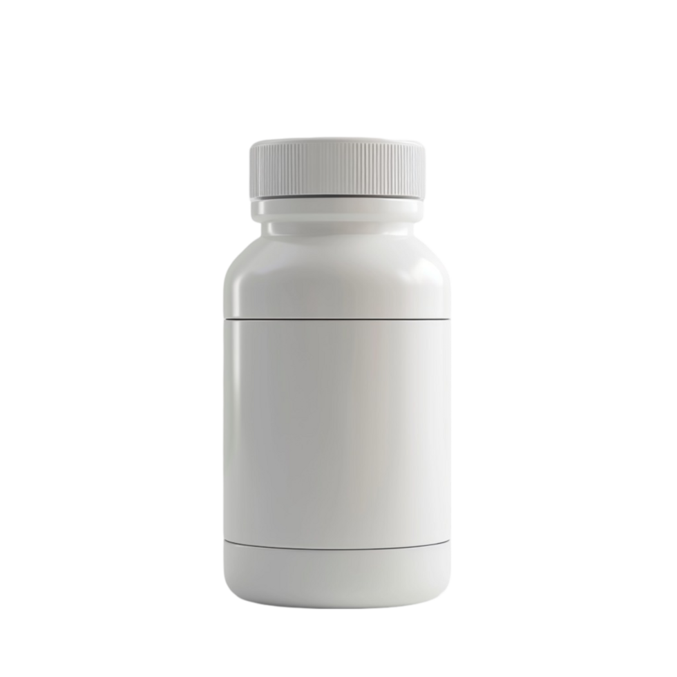 White plastic bottle with a cap on a transparent background png