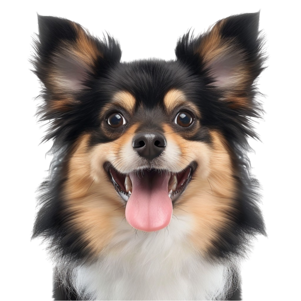 A dog with its tongue out on a transparent background png
