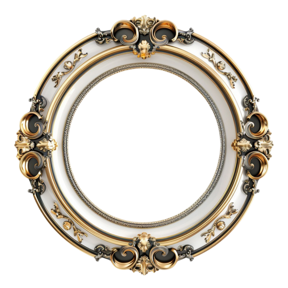 Gold frame with ornate design on transparent background png