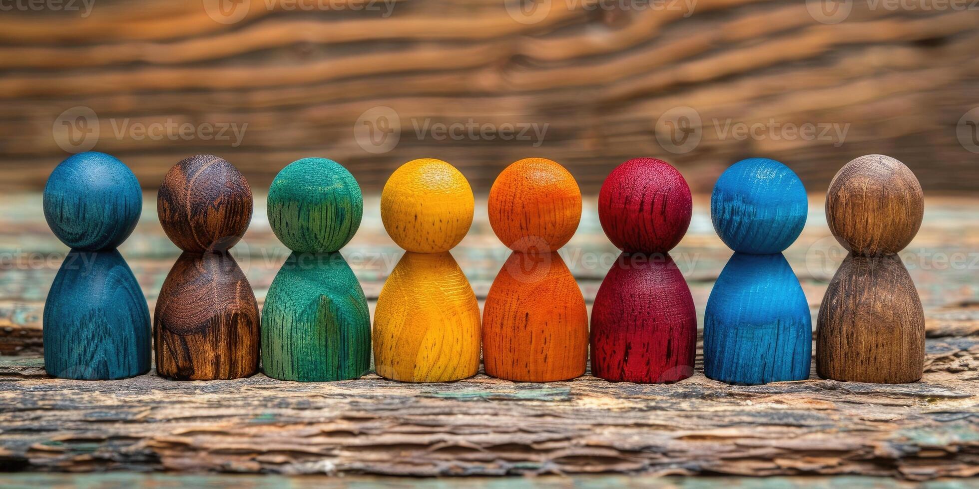 Colorful wooden figures representing diversity, equity, inclusion and belonging. DEIB concept photo