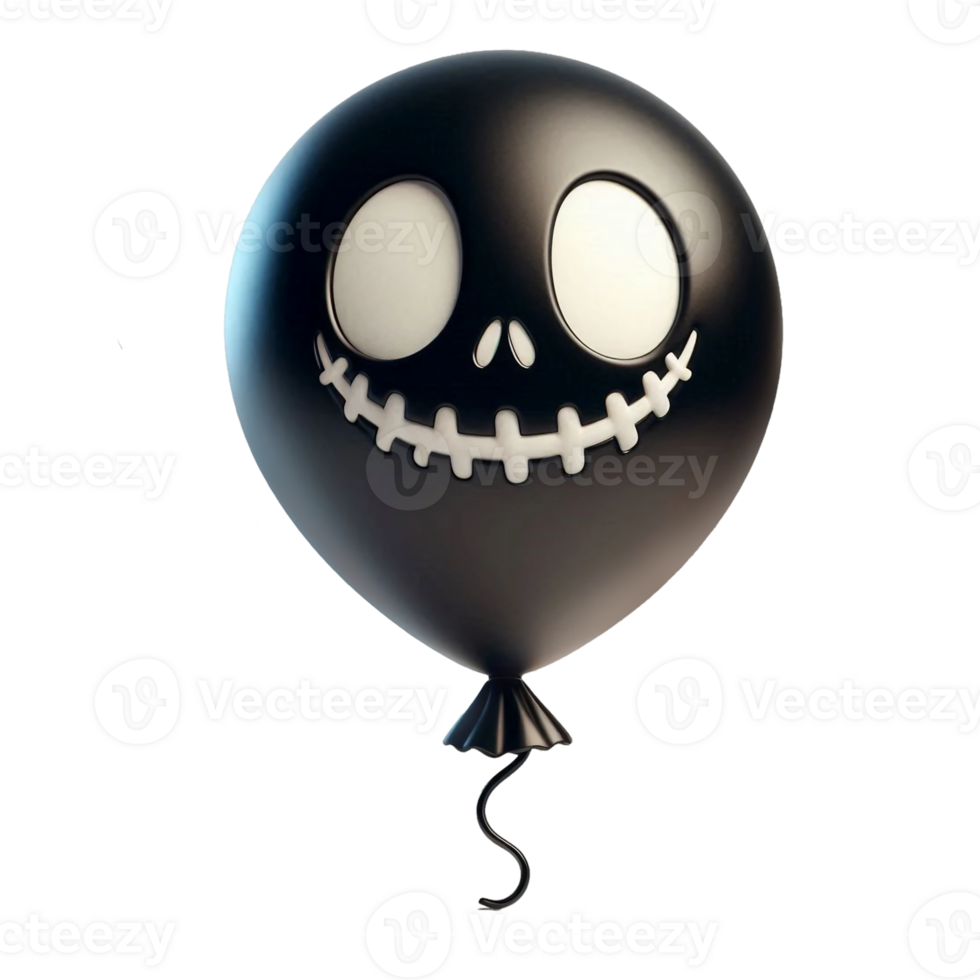 Scary smiling black balloon in Halloween style png