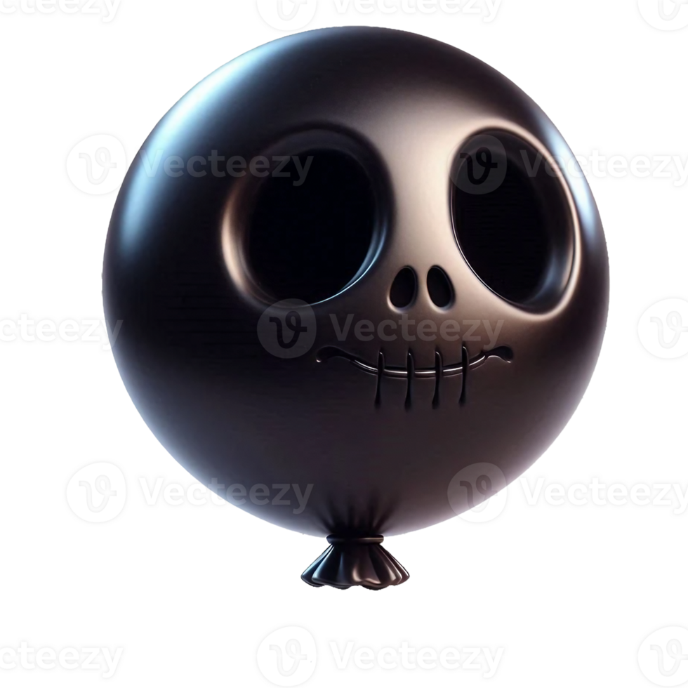 Scary smiling black balloon in Halloween style png