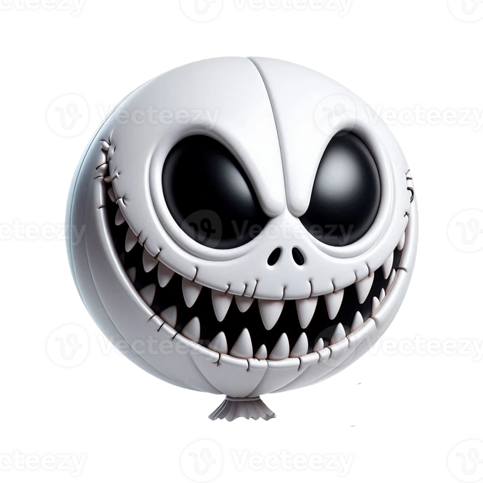 Scary smiling white balloon in Halloween style png