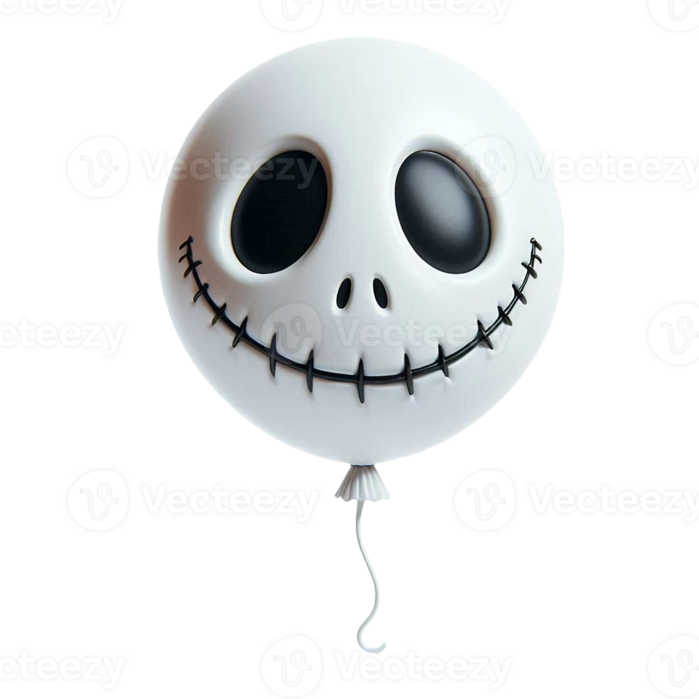 Scary smiling white balloon in Halloween style png