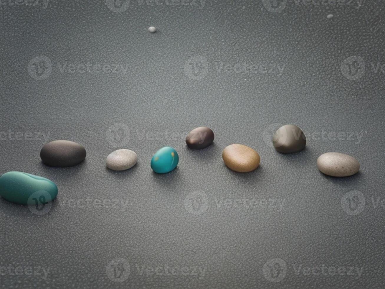 Realistic colorful sea pebbles seamless pattern. Collection of illustrations, isolated. photo