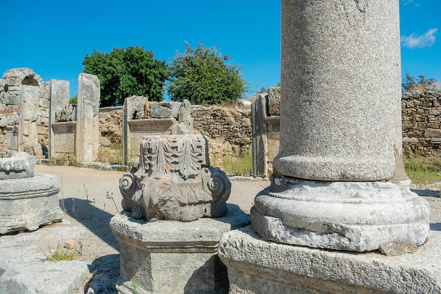 Picturesque ruins of the ancient city of Perge in Turkey. Perge open air museum. photo