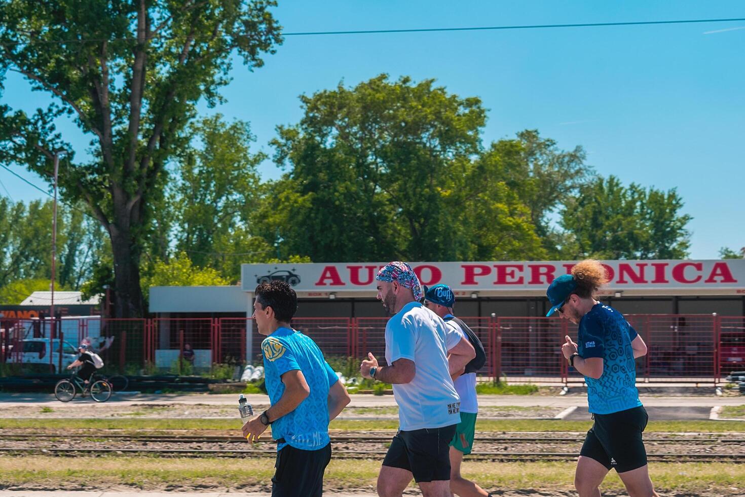 Belgrade, Serbia, April 28, 2024, 37th Belgrade Marathon Comtrade. People running a long distance marathon. Tired people runners looking for a second wind. photo
