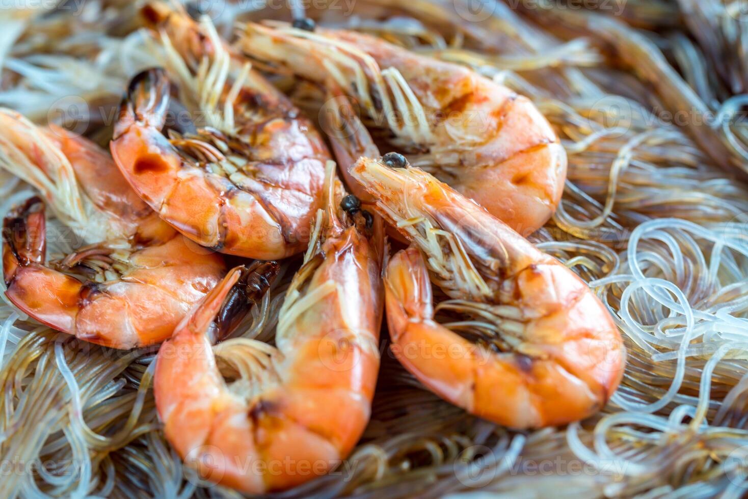 Asian noodles with shrimps photo