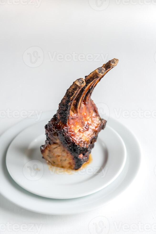 Portion of grilled pork ribs photo