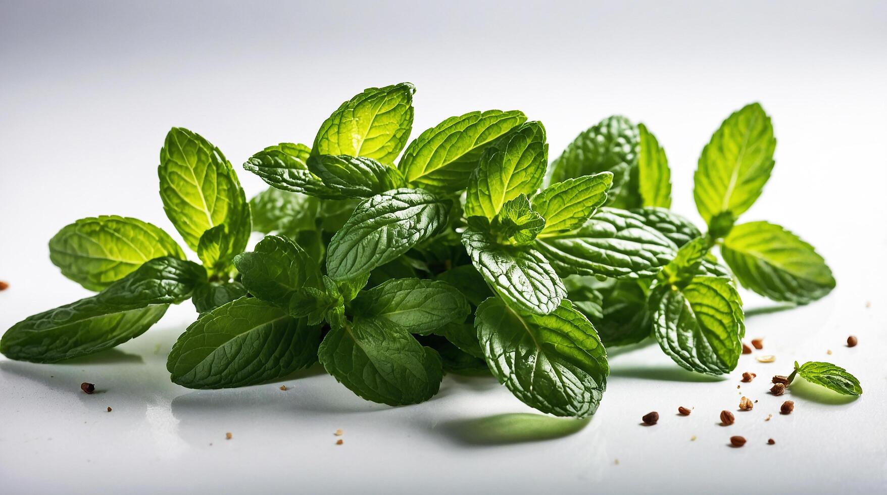 Fresh mint leaves on the kitchen table photo