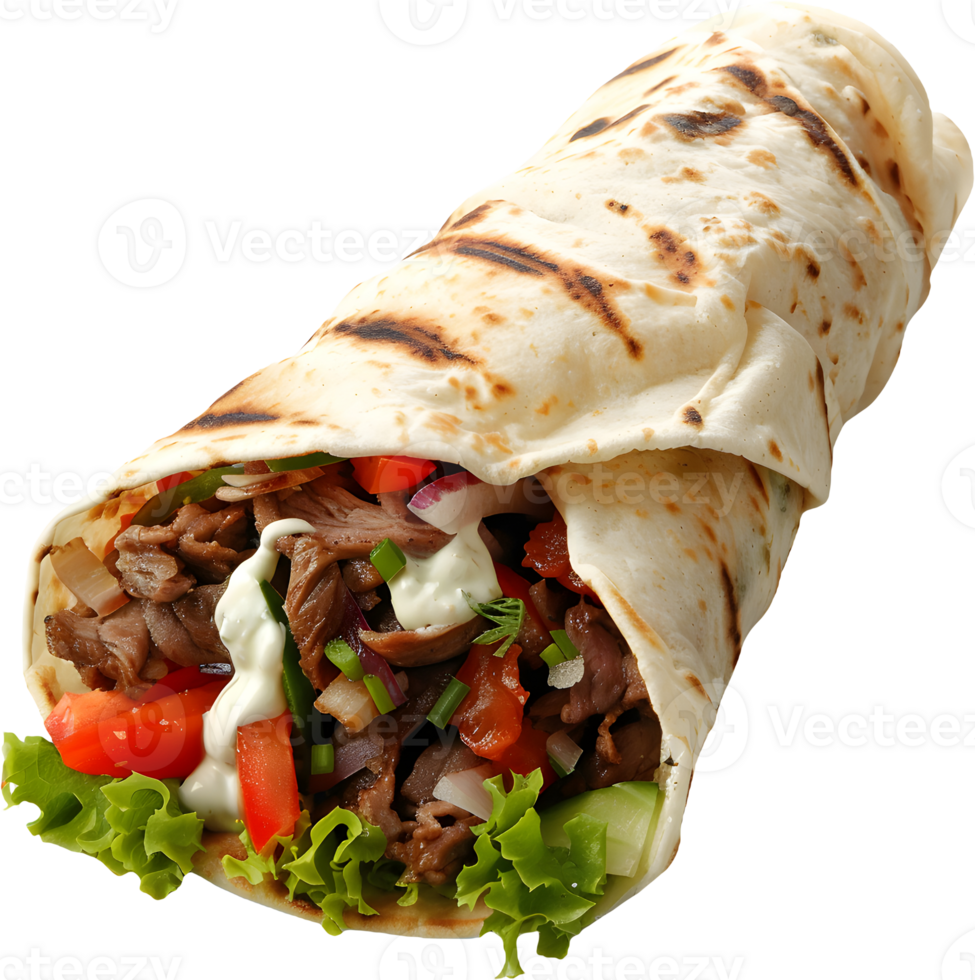 wrap of lettuce, vegetable and meat png