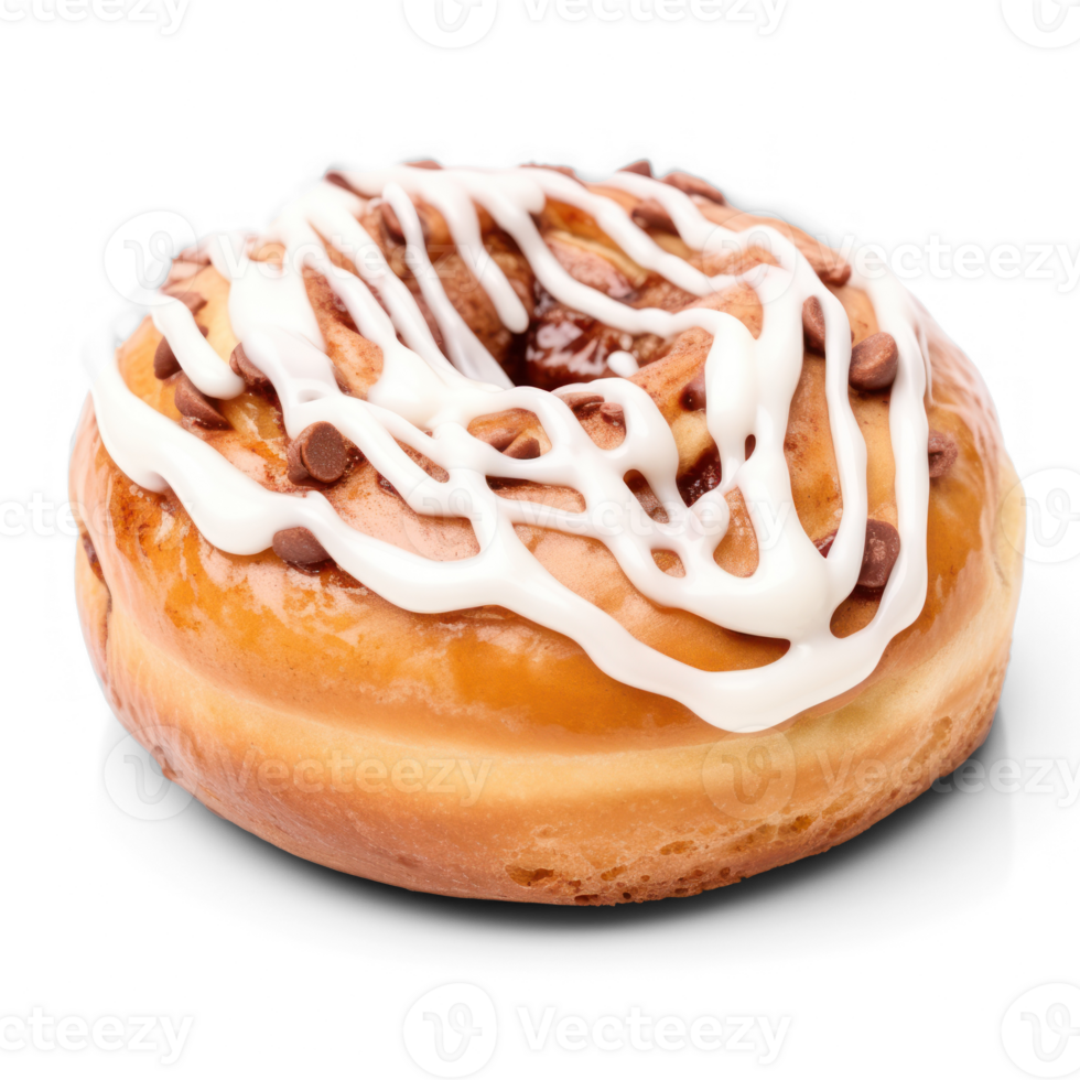 a donut with icing and chocolate chips on it png