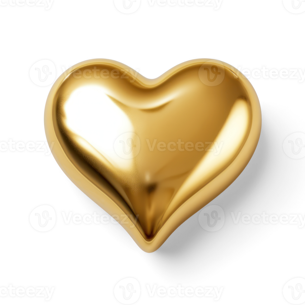 golden heart shape on transparent background png