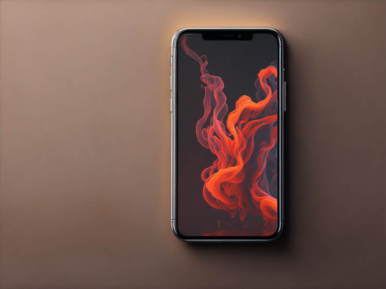 3D smartphone mockup with brown background psd