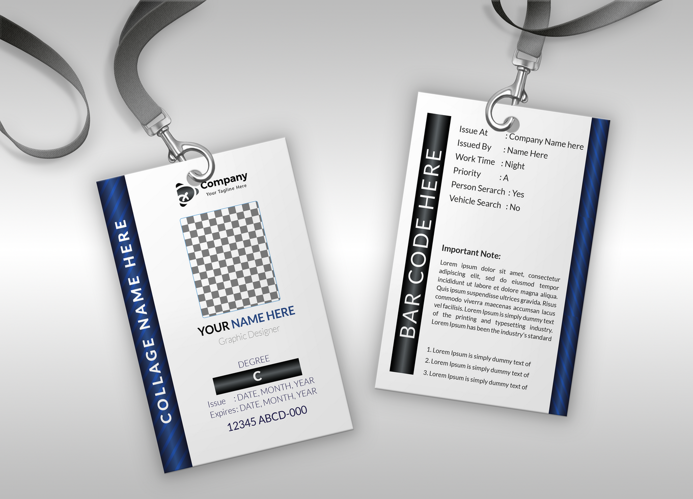 employee and student id card design , employee and student id card design template psd