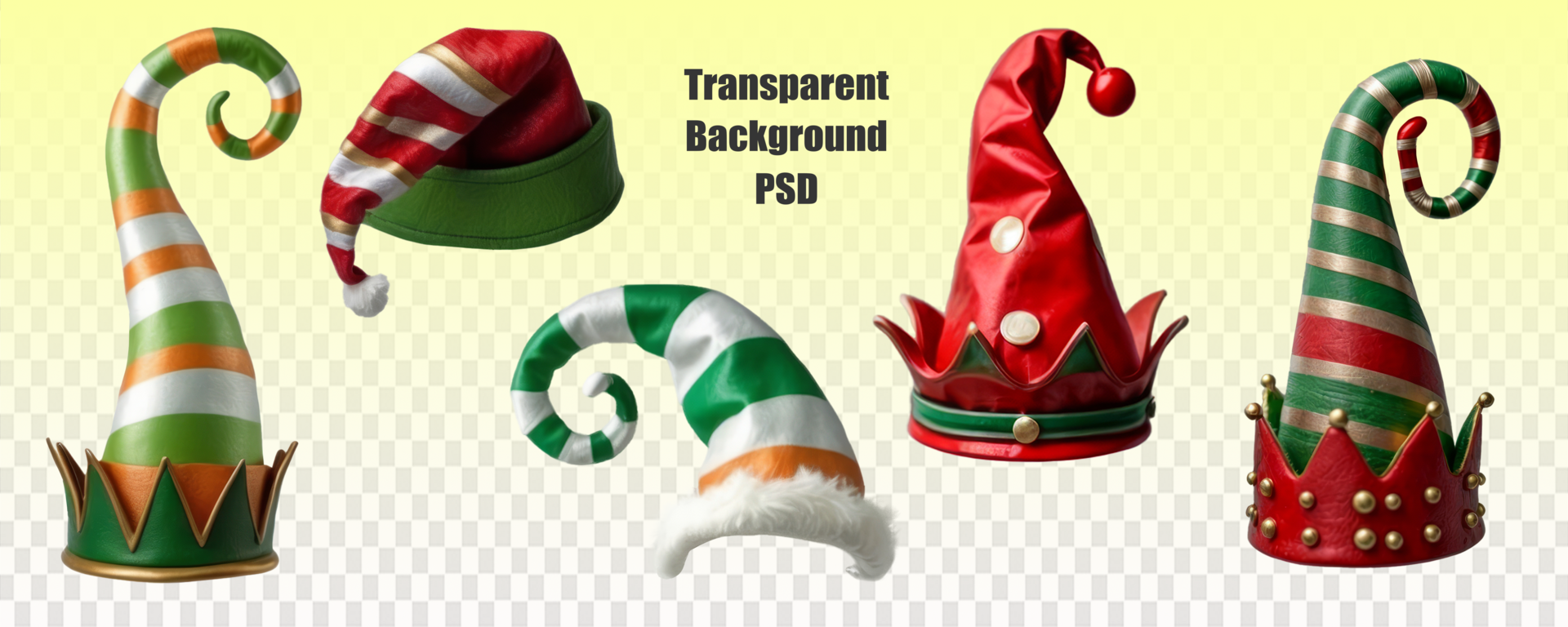 Set of Santas red hats isolated on white background psd