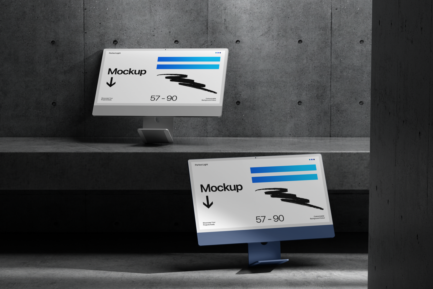 Industrial Concrete Setting Desktop Monitor Mockup Template psd
