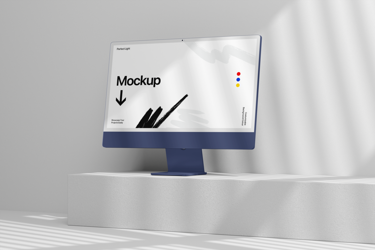 Elegant 3d Single Monitor Computer Mockup Template psd