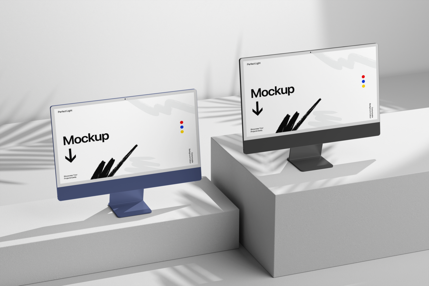 3d elegant computer desktop mockup with shadow psd