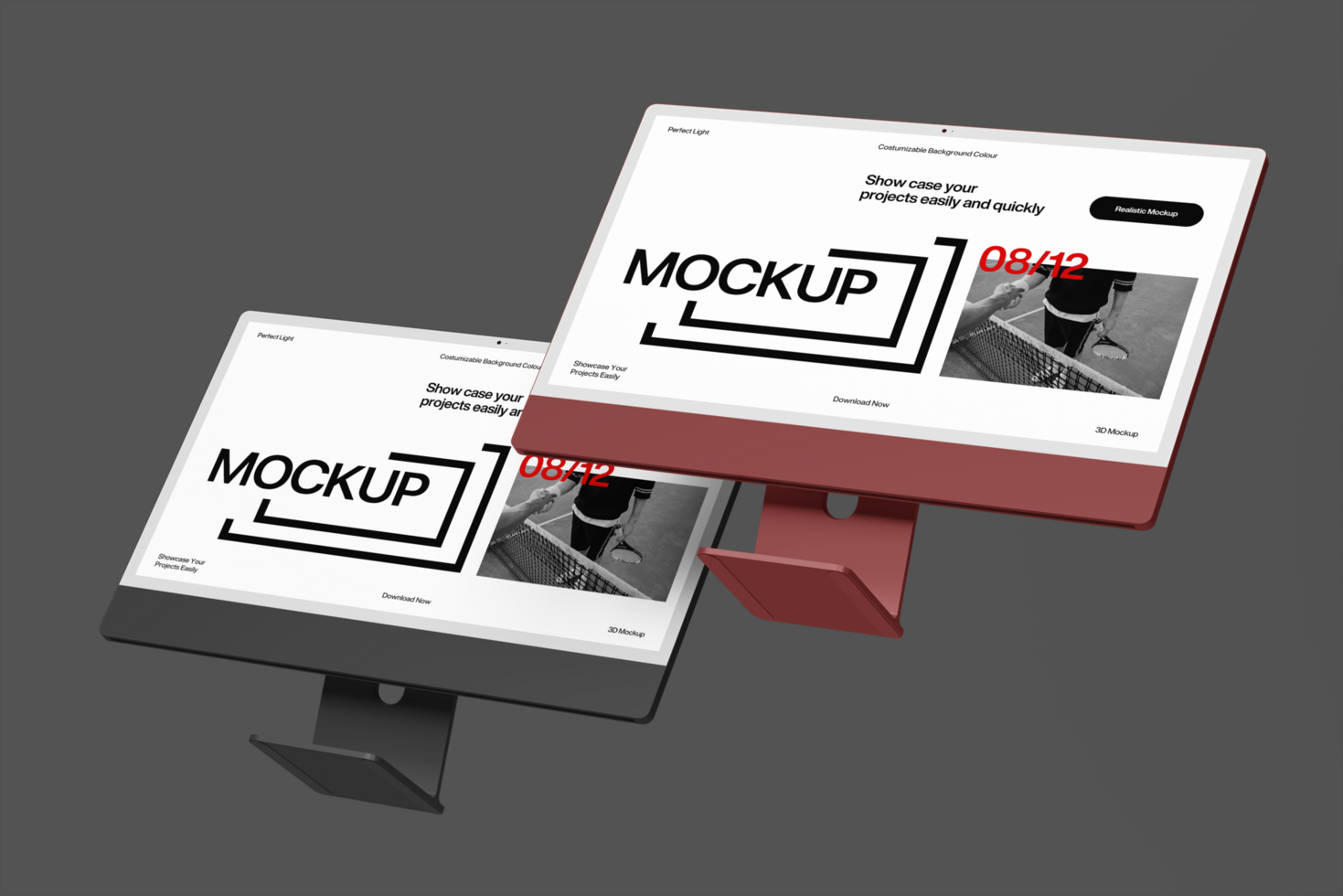 Modern Computer Desktop Monitor Mockup with Editable Backgrounds psd