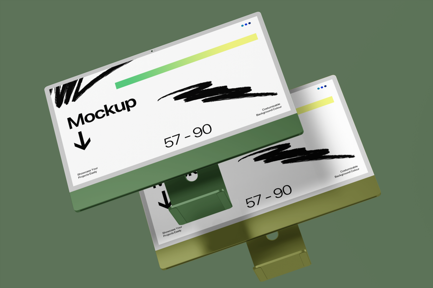 Dual Computer Monitor Mockup Template psd