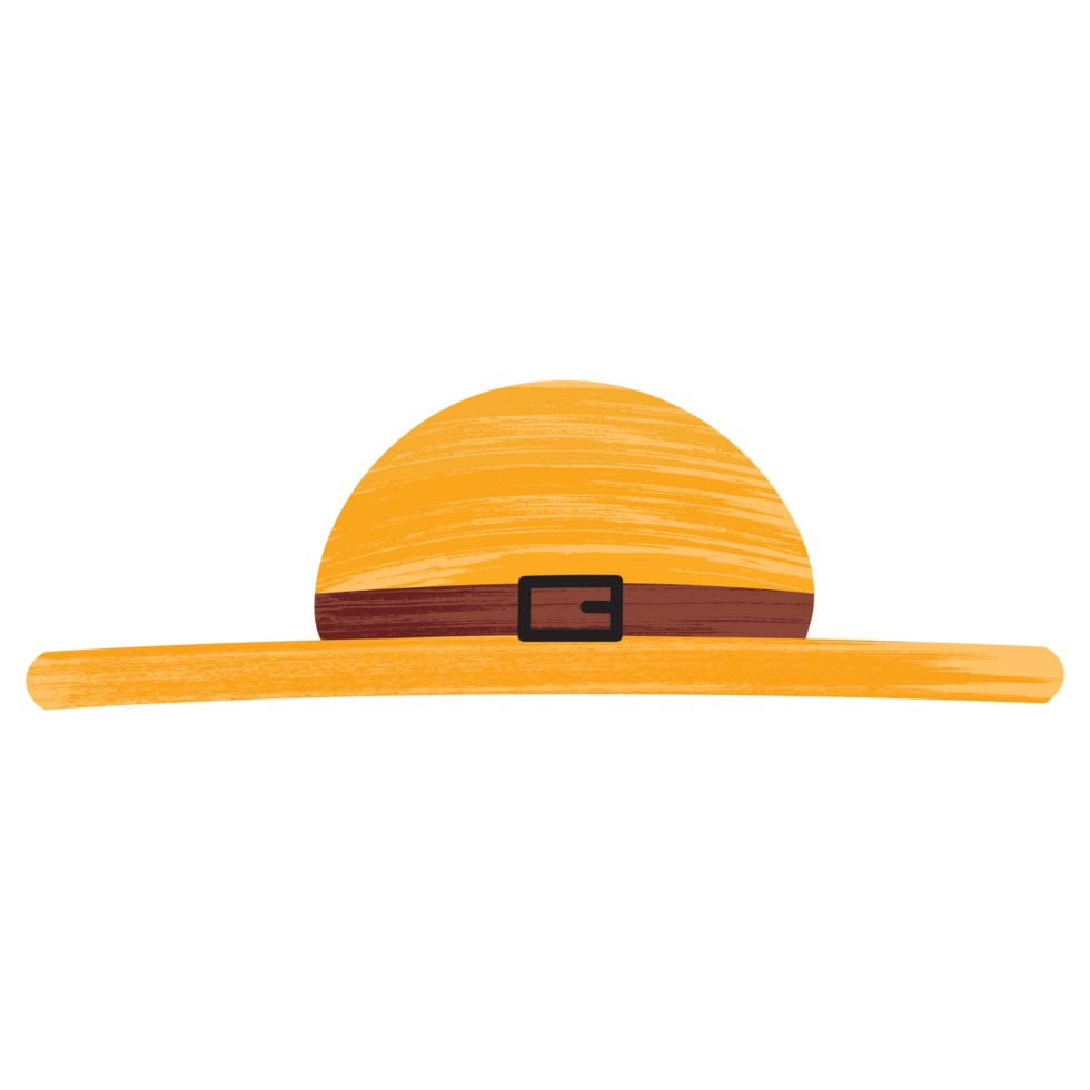 A Straw hat transparent background in a Painterly Style Summer Beach concept, illustration png