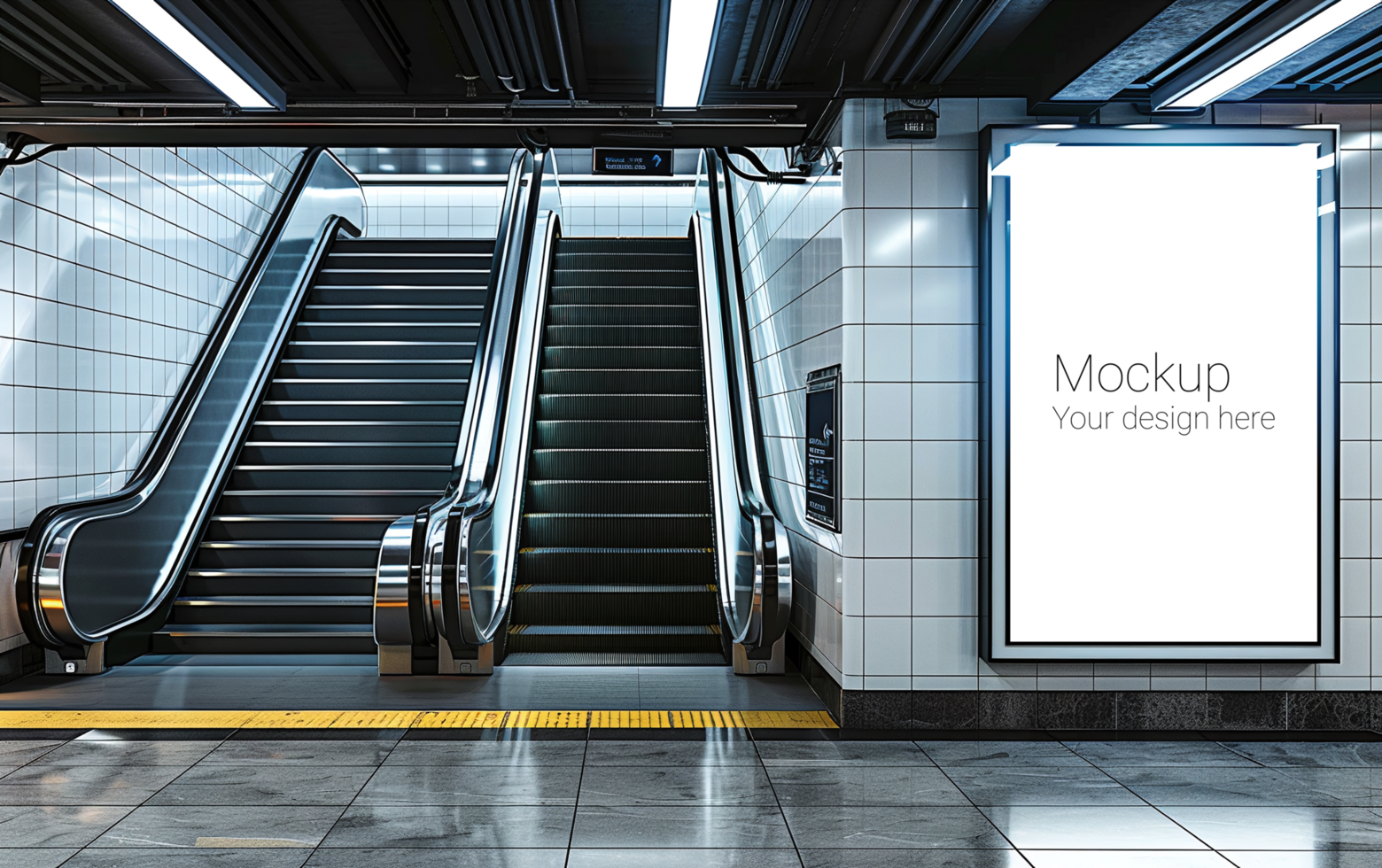 Mockup of street advertisement banner or billboard in subway or subway passage psd