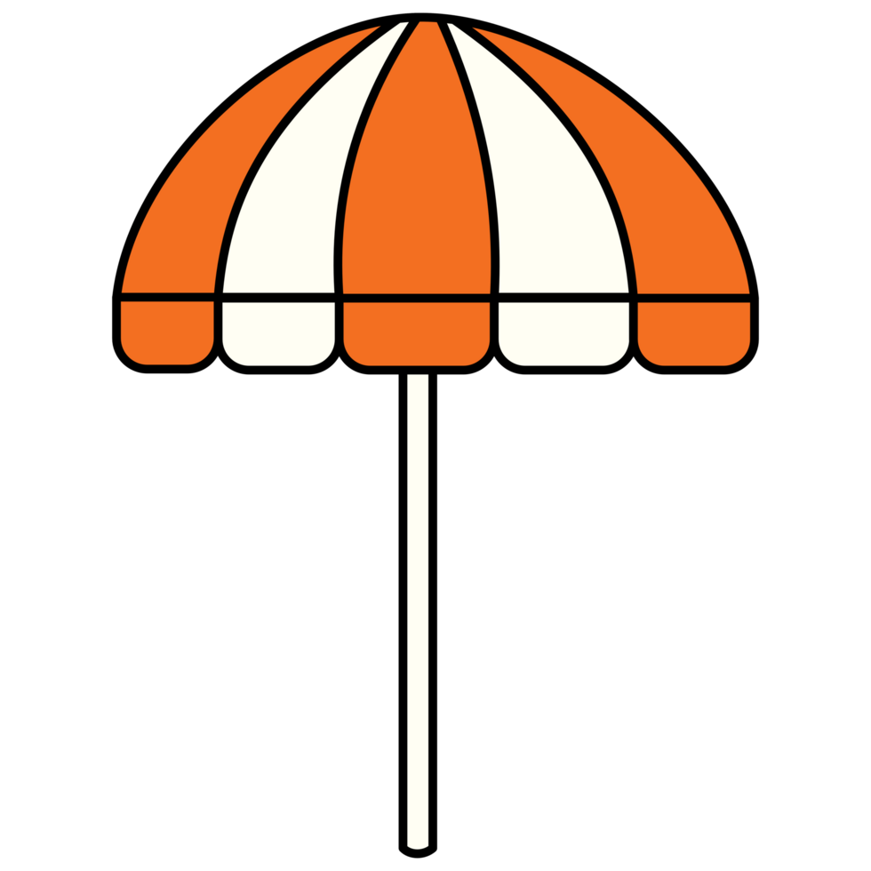 An umbrella transparent background in a Doodle art cartoon Style Summer Beach concept, illustration png