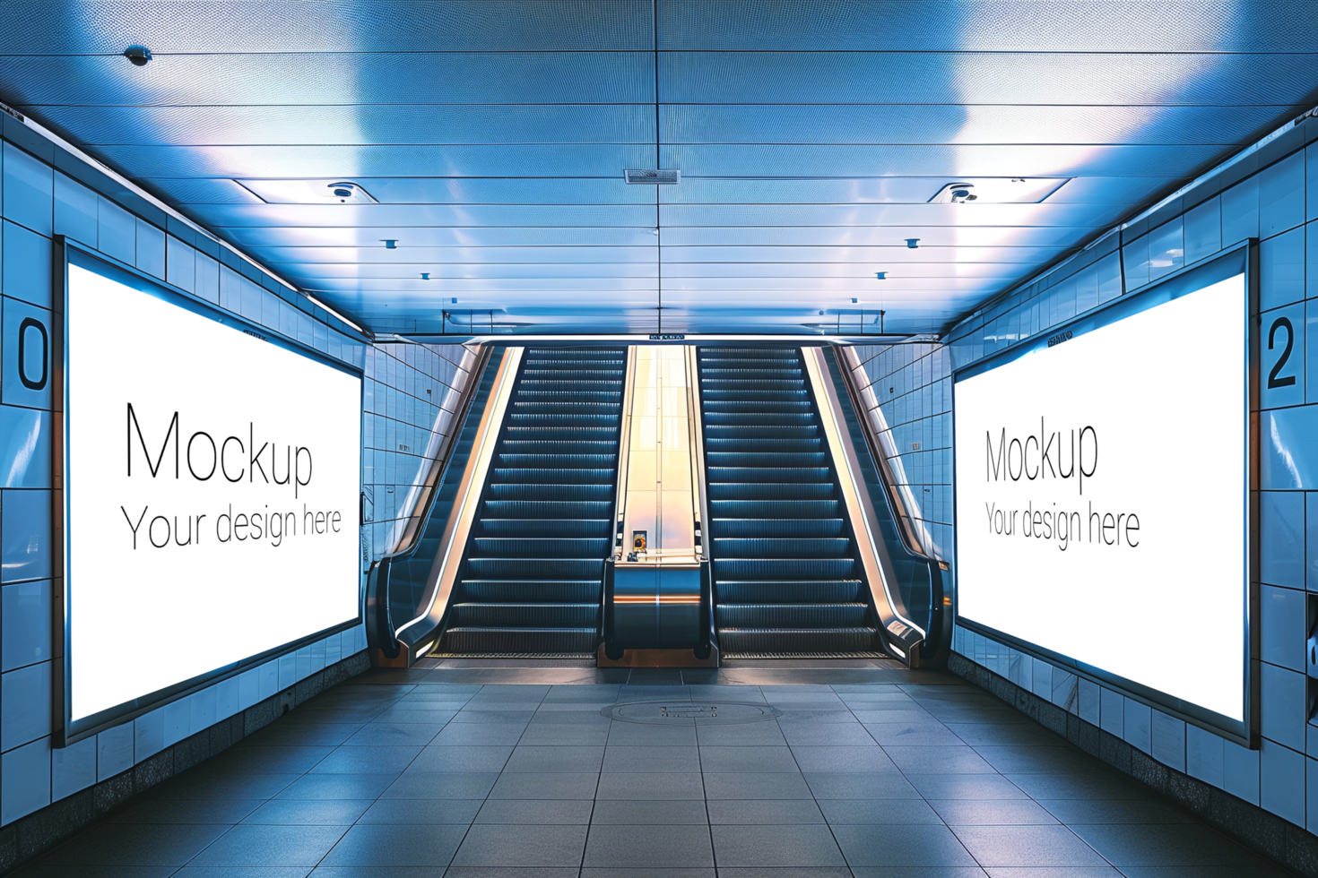 Mockup of street advertisement banner or billboard in subway or subway passage psd