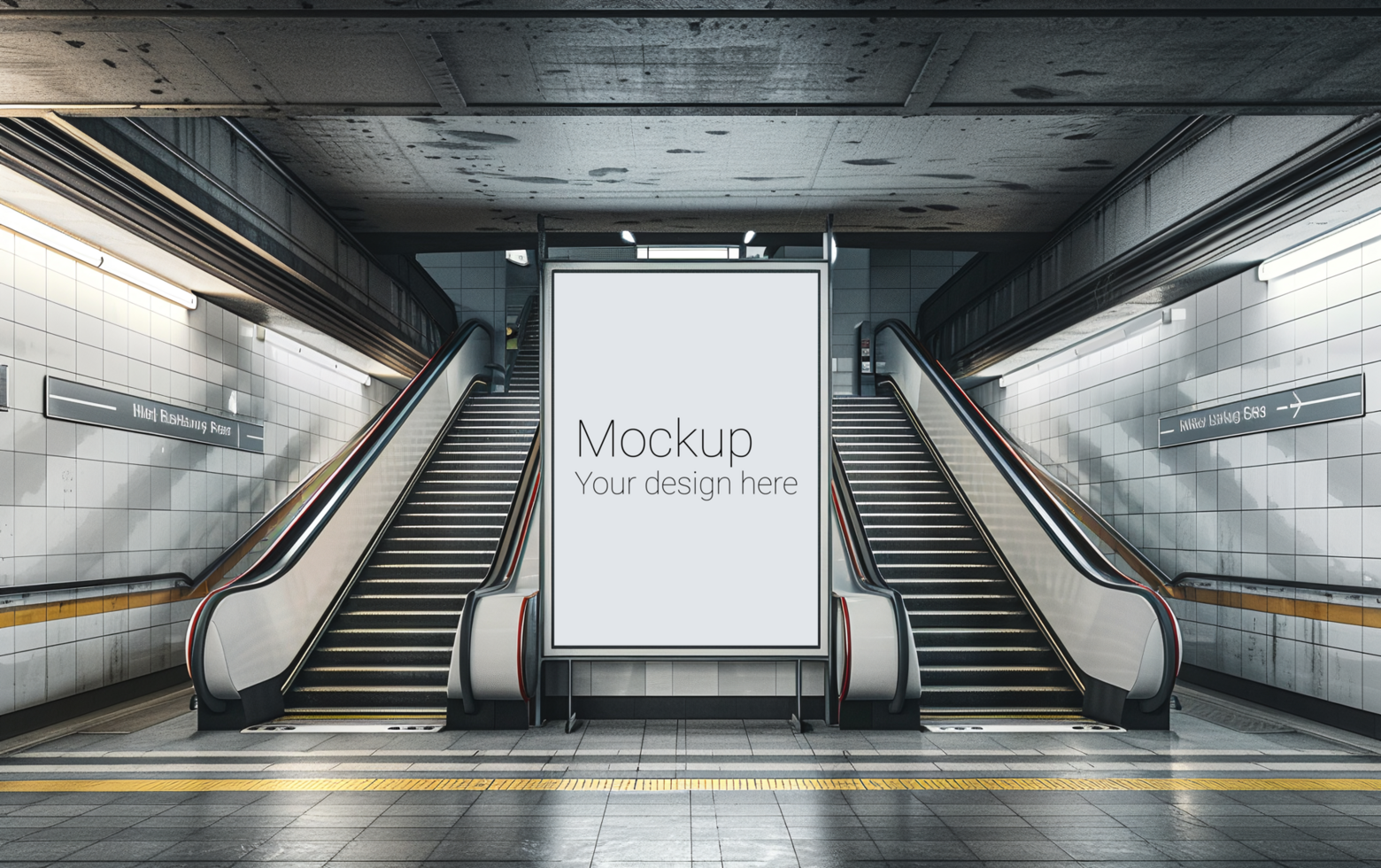 Mockup of street advertisement banner or billboard in subway or subway passage psd