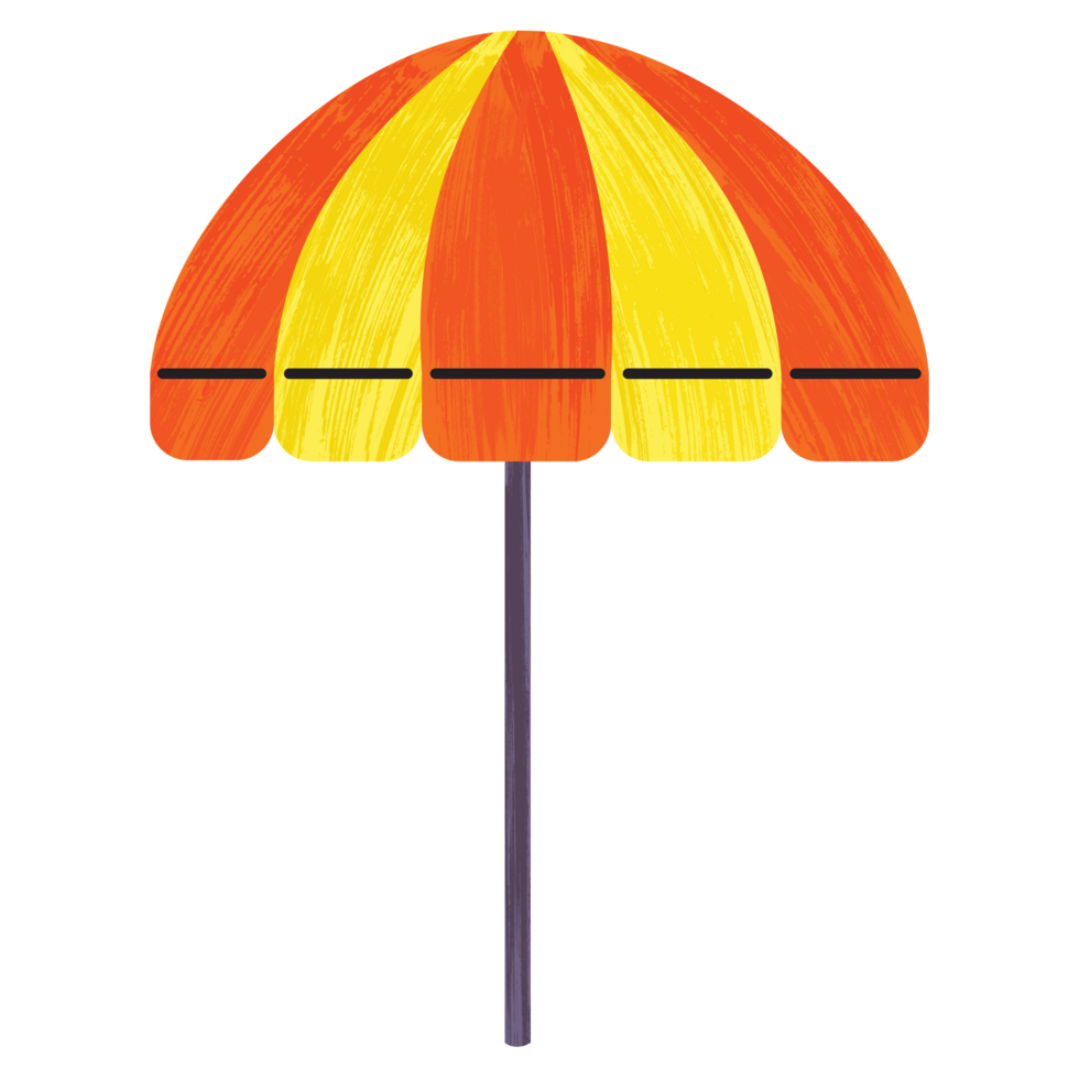 A Beach Umbrella transparent background in a Painterly Style Summer Beach concept, illustration png